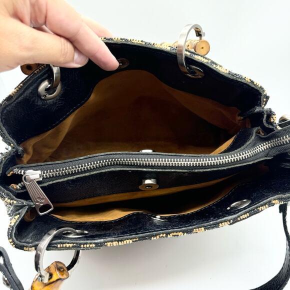 Patricia Nash Empoli Satchel With Bamboo Handle In Tribal Weave Pattern Mid-Size - Picture 9 of 13